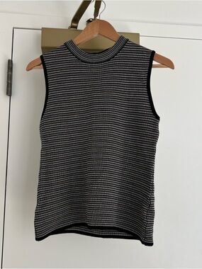 Striped Black & White Sleeveless Knit Tank